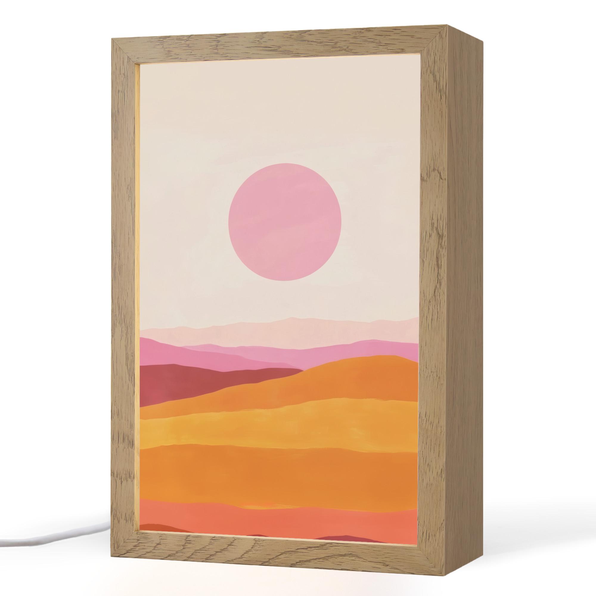 TISCHLEUCHTE Hügel - Orange - Sonne - Abstrakt 20x30 cm - Chromfarben, Holzwerkstoff (8/20/30cm) - OnlyWow