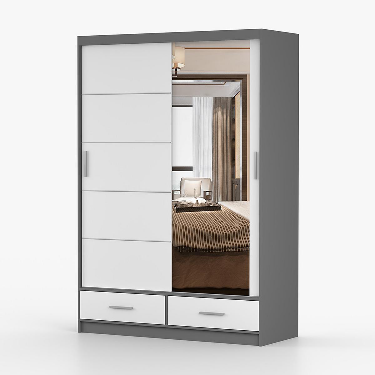 KLEIDERSCHRANK Florence 150 cm, 150/218/61, 2-türig, grau - Grau, Holzwerkstoff (150/218/61cm) - imoebel24