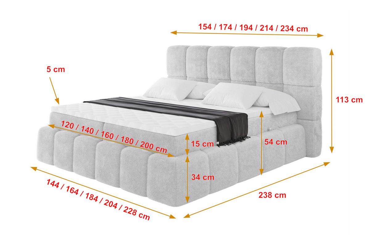 BOXBETT - AURI-H3 - 120x200 Hellgrau Lapitt - Greige, Holzwerkstoff (120/200cm) - ALTDECOR