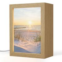 TISCHLEUCHTE Strand - Sonne - Düne - Gras - Sand - Horizont 15x20 cm - Cognac, Holzwerkstoff (8/15/20cm) - OnlyWow