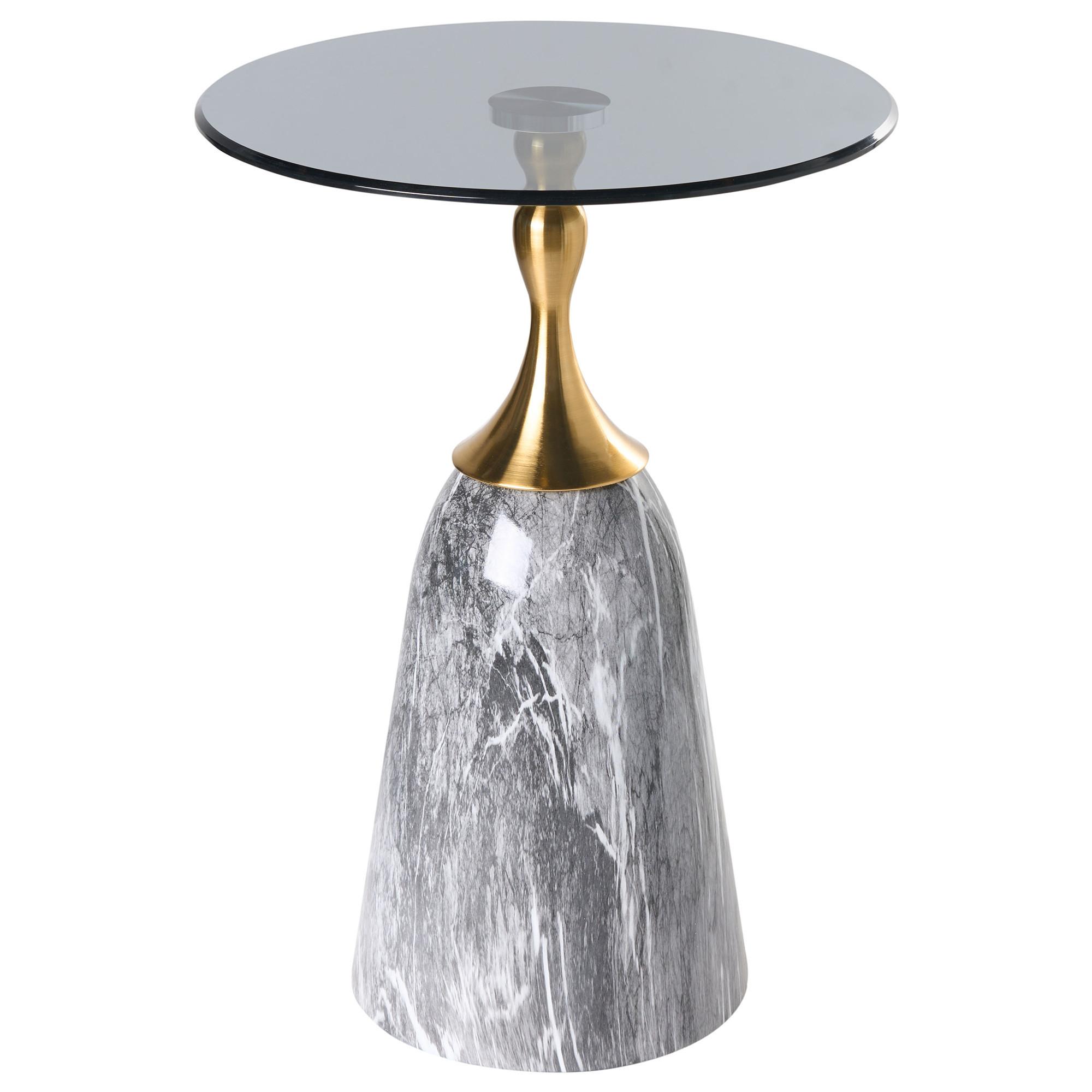 BEISTELLTISCH Sicherheitsglas Grauer Marmor Carter - Grau, Metall (40/40/55cm) - Beliani