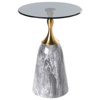BEISTELLTISCH Sicherheitsglas Grauer Marmor Carter - Grau, Metall (40/40/55cm) - Beliani