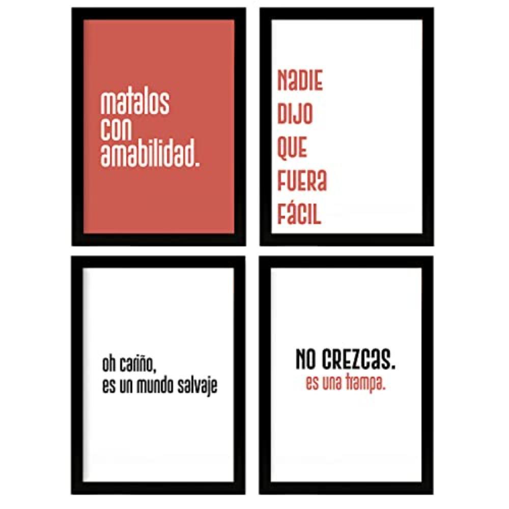 POSTER Set mit 4 Welt TypografieStil A3 Rahmenlos - Klar, Papier (29.7/3cm) - Nacnic