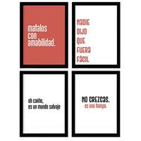 POSTER Set mit 4 Welt TypografieStil A3 Rahmenlos - Klar, Papier (29.7/3cm) - Nacnic