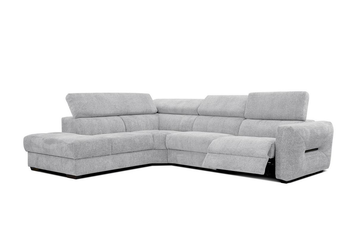 ECKSOFA CALVERA 5-Sitzer mit 1 Relaxfunktion, hellgrau - Hellgrau, Holzwerkstoff/Textil (239/298cm) - Wozimo