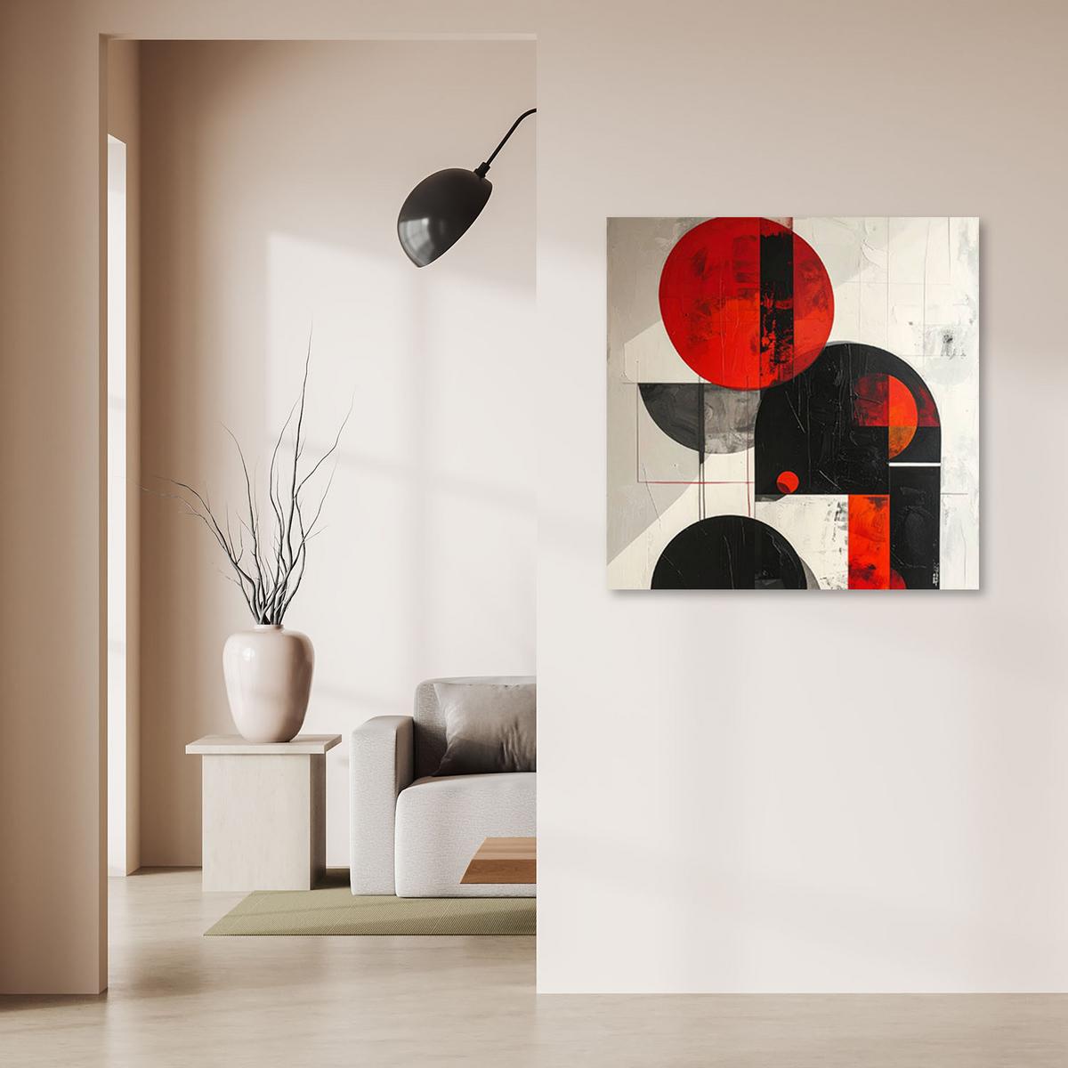 LEINWANDBILD 3D und geometrisch 50x50cm - Rot, Textil (50/50cm) - Feeby