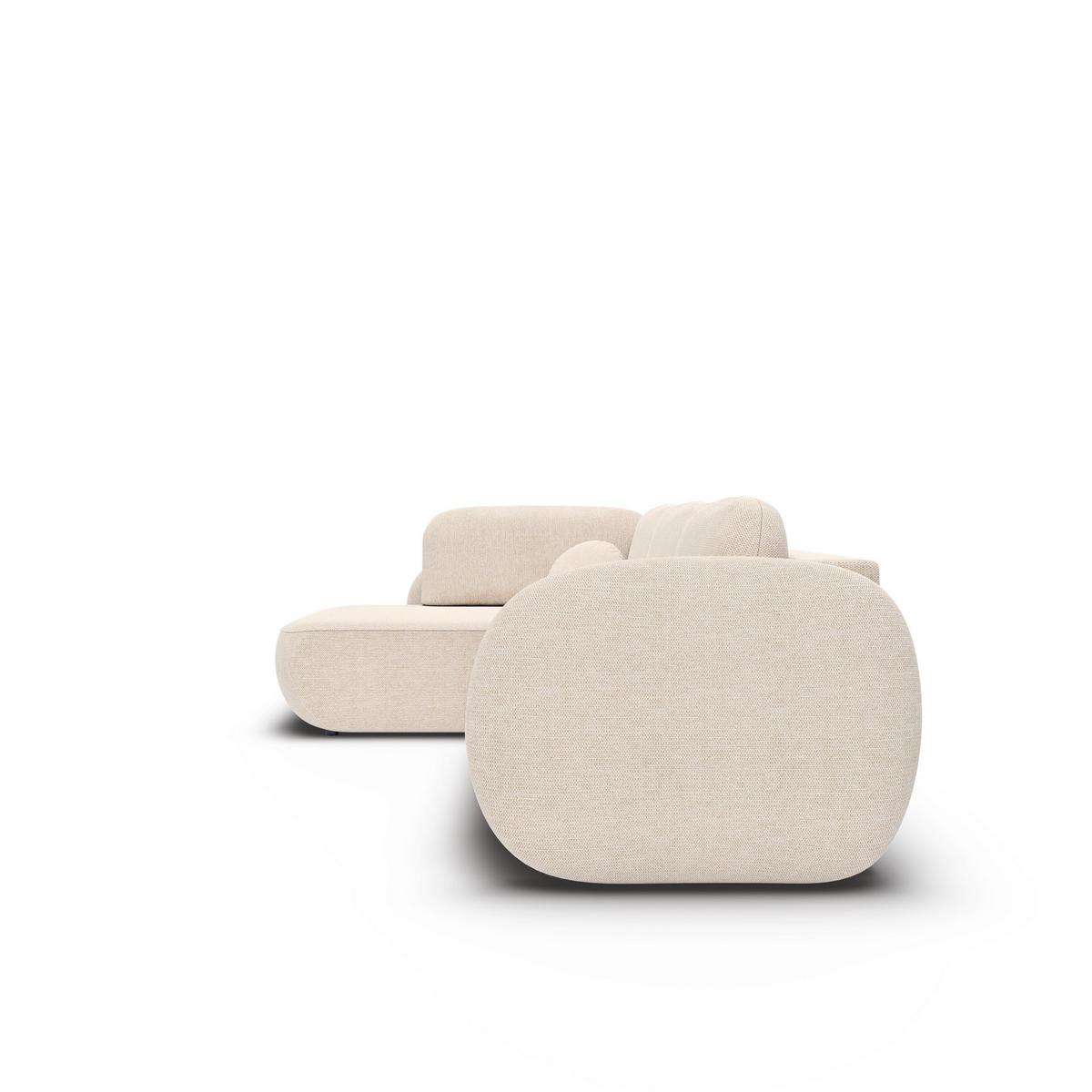 ECKSOFA AMICO II L-S Beige Geflochtener Stoff mit Schlaffunktion - Beige, Holz (289/190cm) - MASSENO