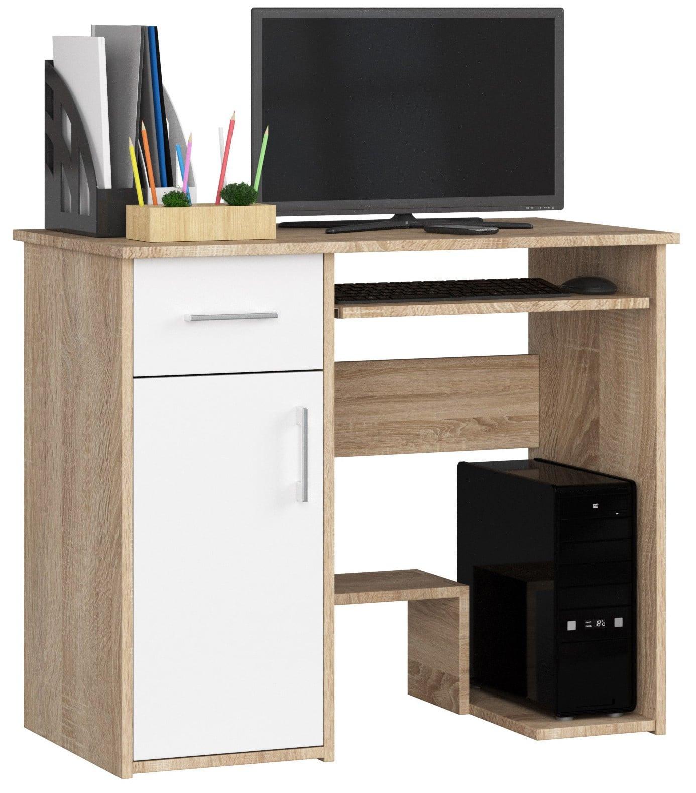 SCHREIBTISCH Eiche Sonoma, Weiß 74/90/50 - Weiß, Holzwerkstoff (90/50/74cm) - RAUMHIRSCH FURNITURE