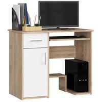 SCHREIBTISCH Eiche Sonoma, Weiß 74/90/50 - Weiß, Holzwerkstoff (90/50/74cm) - RAUMHIRSCH FURNITURE