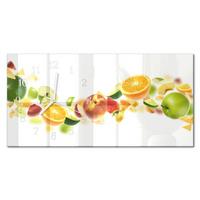WANDUHR aus Glas 60x30 cm - Fruchtmischung - Gelb, Glas (60/30/0.4cm) - TULUP