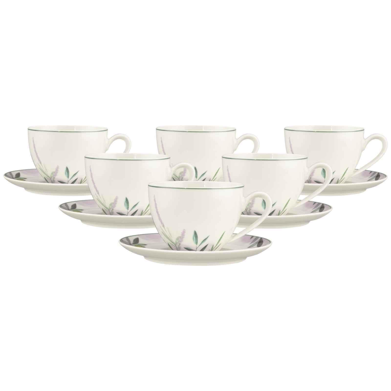 MILCHKAFFEETASSEN MIT UNTERTASSEN Savona Provence bunt-beige 340 ml 6er Set - Beige/Multicolor, Keramik (16/8.9/16cm) - Seltmann Weiden