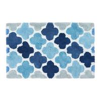 BADEMATTE 50/80 cm gemustert, Baumwolle - Blau, Textil (50/80cm) - Homescapes