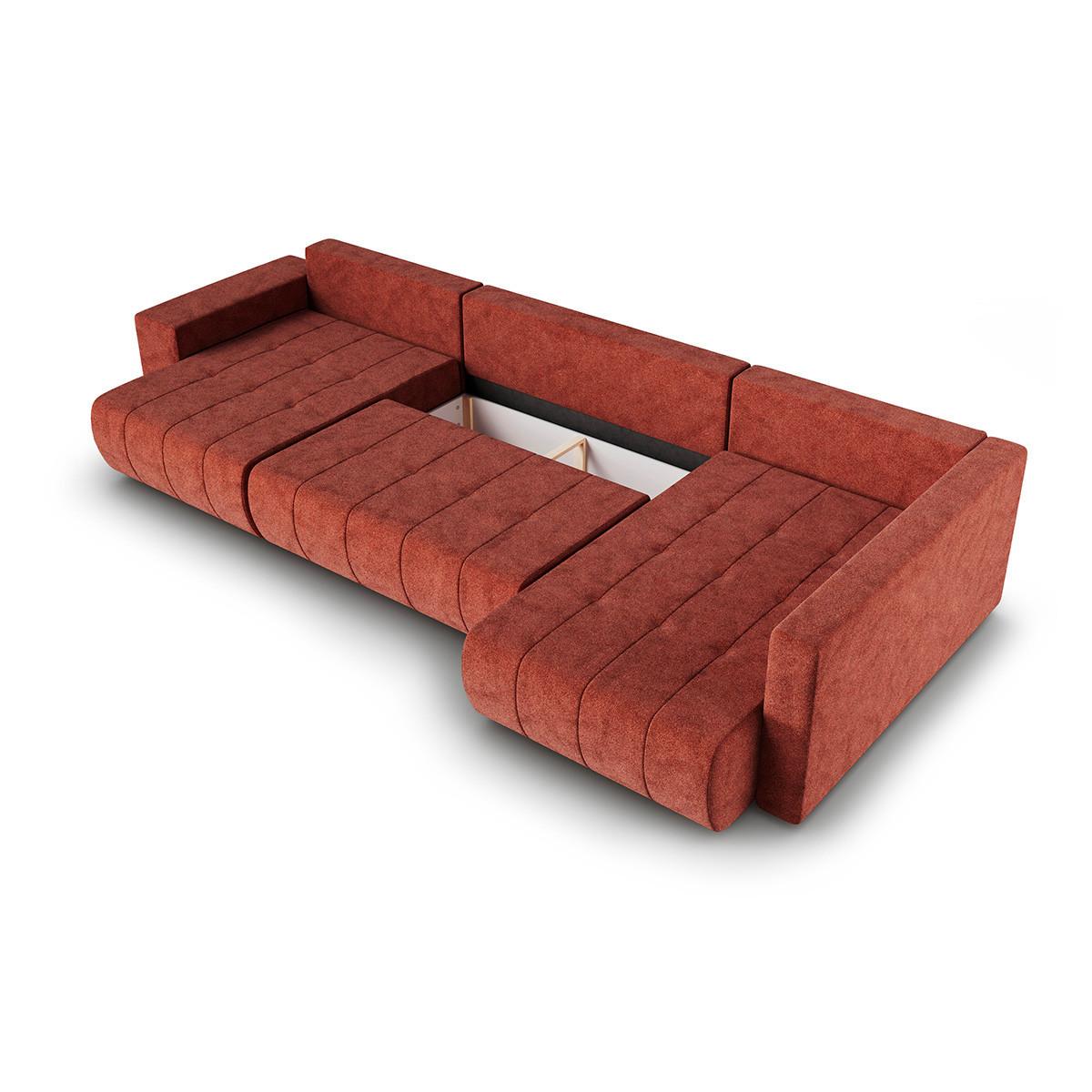 PANORAMASOFA Sergio 5 Sitzplätze Terracotta - Orange, Holz (392/82/185cm) - Petits-meubles