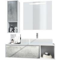 BADMÖBELSET La Costa Fronten in Beton Oxid Optik - Hellgrau, Holzwerkstoff (126.5/190/46cm) - Vladon