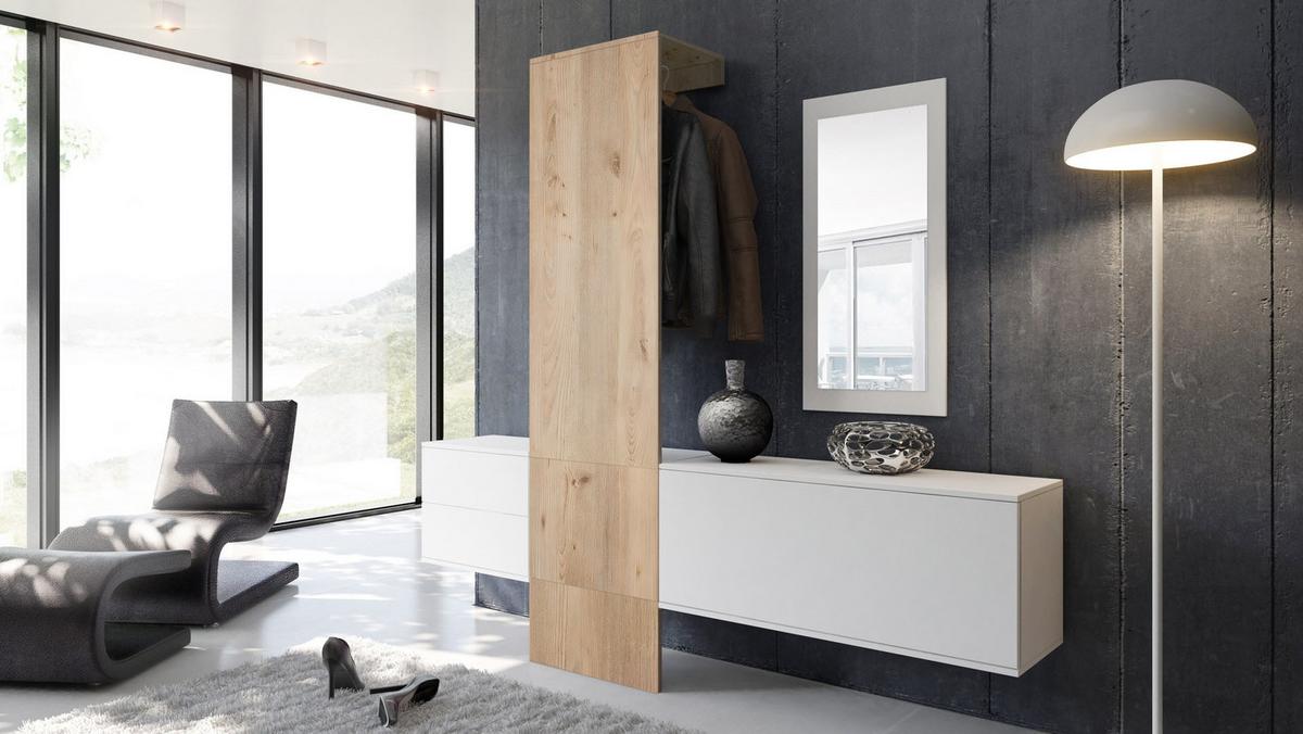 GARDEROBE Carlton Paneel in Eiche Nordic - Silbereichenfarben, Holzwerkstoff (208/193/35cm) - Vladon