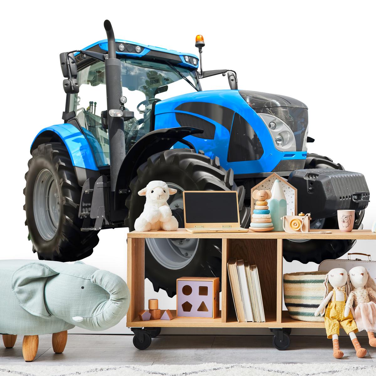 FOTOTAPETE für Jugendzimmer Blauer Traktor Landwirtschaft 100x70 - Blau/Schwarz, Papier (100/70cm) - Muralo