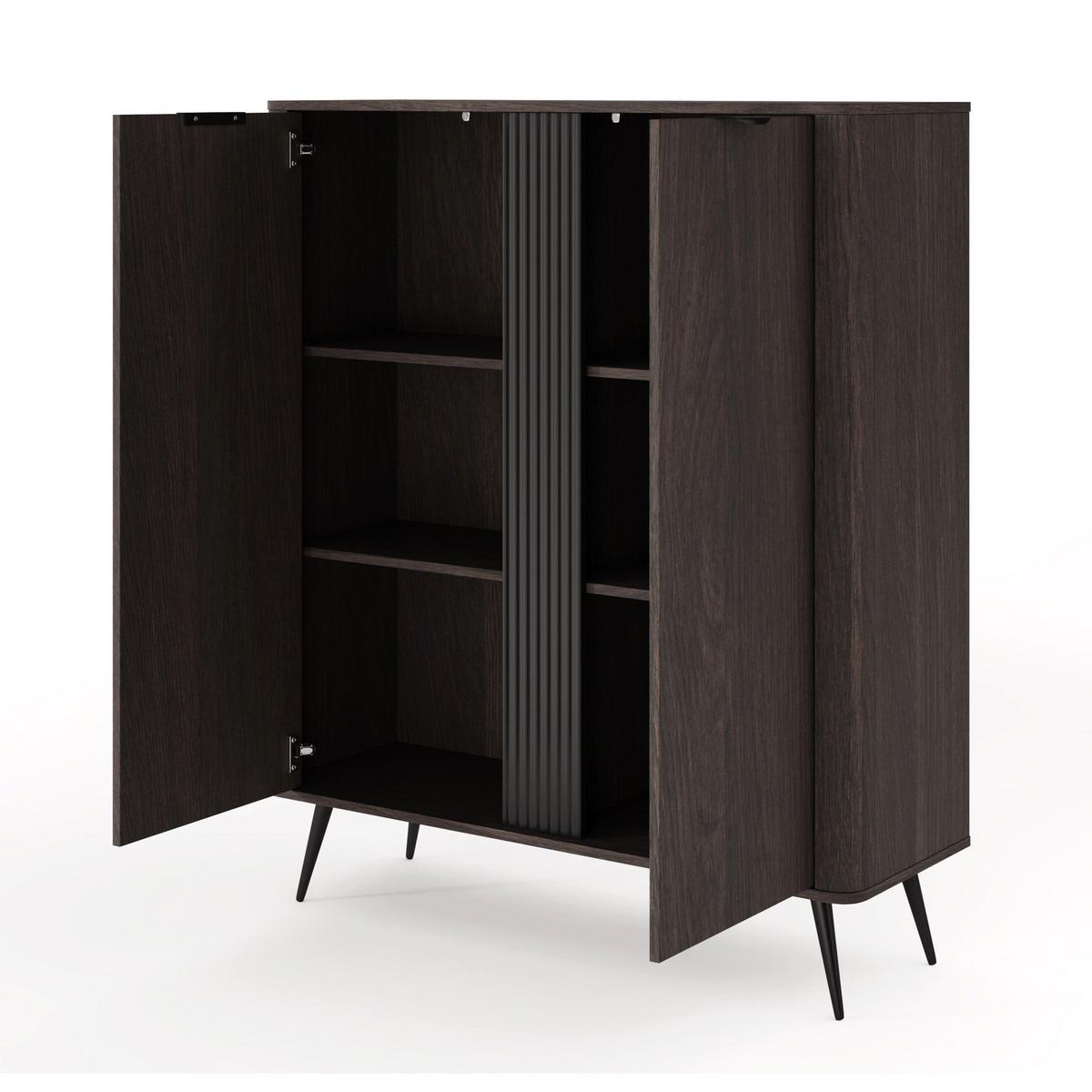 HIGHBOARD Veris Dunin-Eiche 113 cm - Dunkelbraun/Schwarz, Holzwerkstoff/Metall (113.2/134.2/38cm) - Selsey