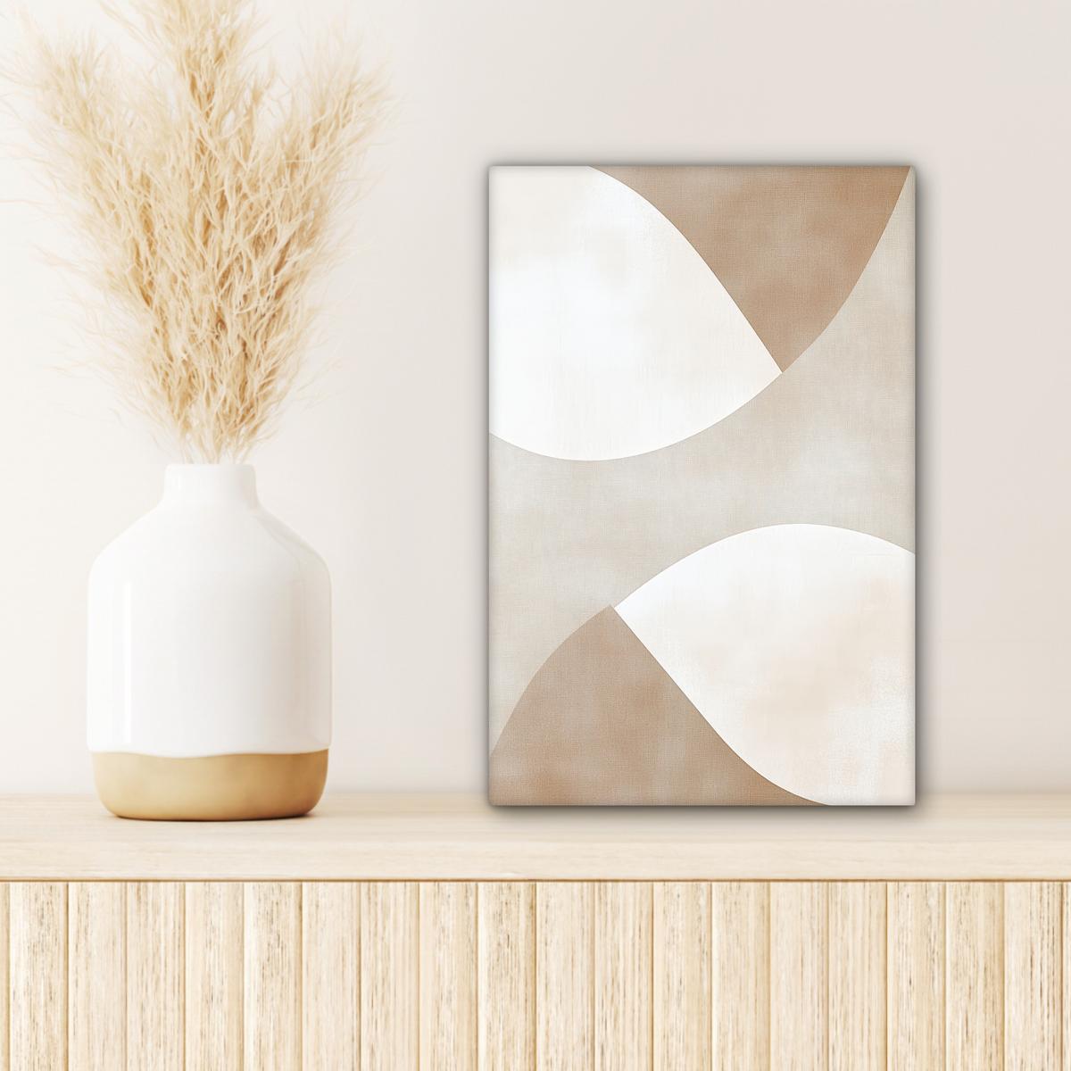 LEINWANDBILD Braun - Japandi - Abstrakt Deko Wohnzimmer 20x30 cm - Sandfarben, Textil (20/30cm) - MuchoWow