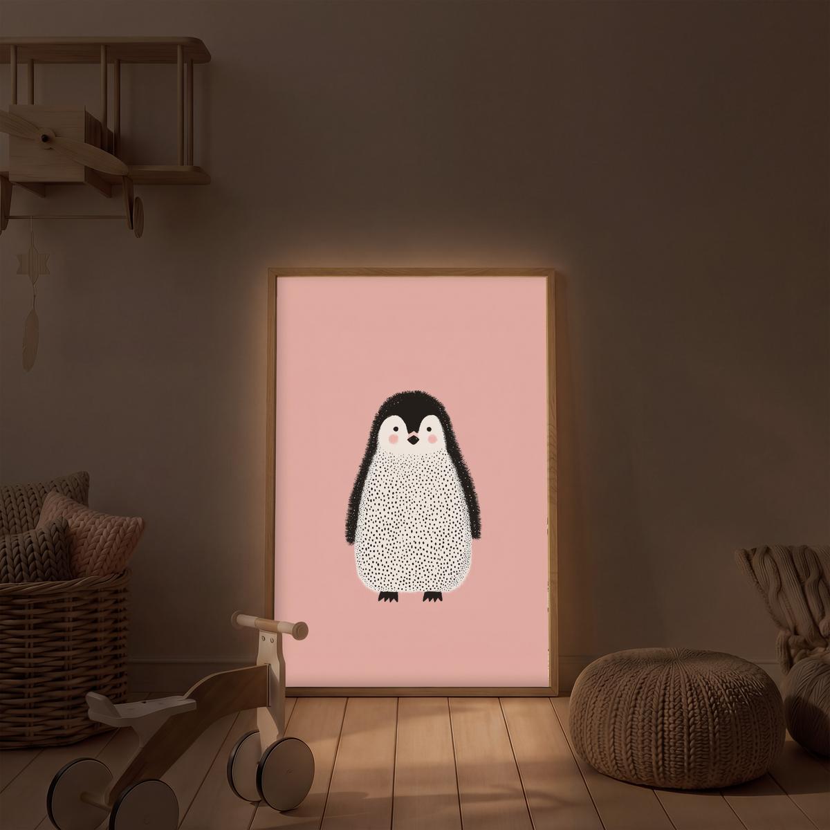 WANDLEUCHTE MIT AKKU Pinguin - Punkte - Minimalistisch - Rosa 60x90 cm - Rosa, Holzwerkstoff (60/90/8cm) - OnlyWow