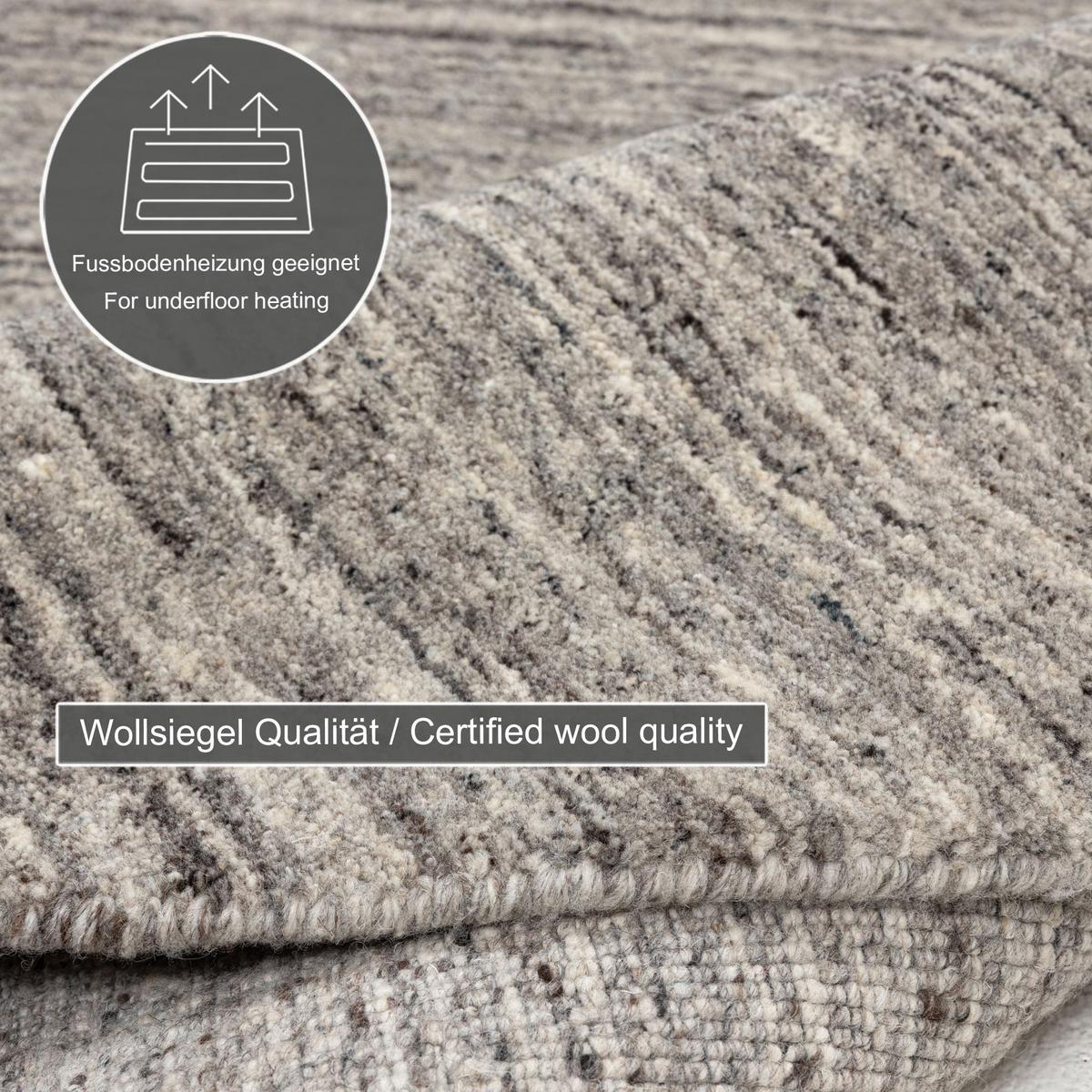 HANDWEBTEPPICH Pure 190x190 cm - Grau, Textil (190/190cm) - THEKO