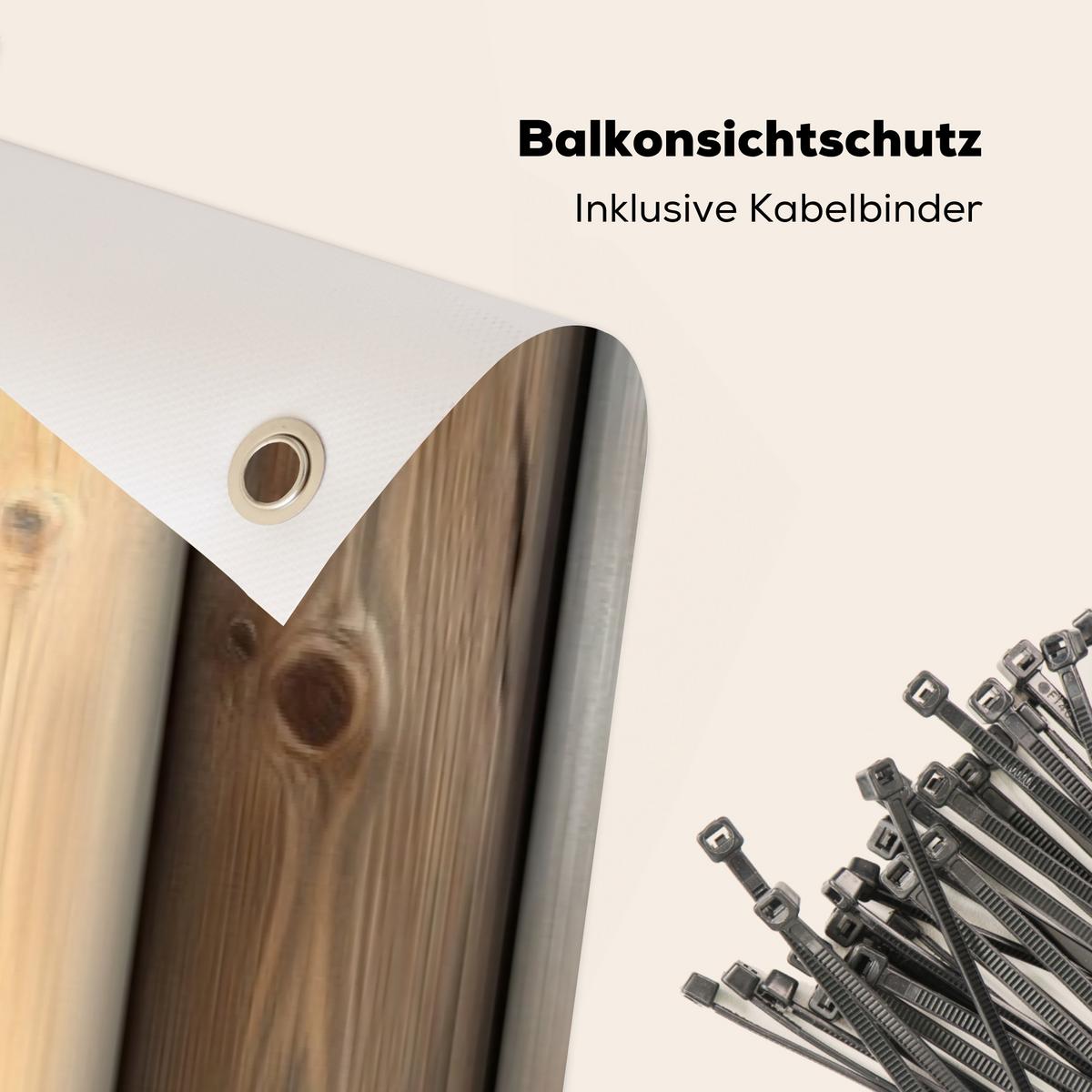 BALKON-SICHTSCHUTZ Holz - Dielen - Gemischt Windschutz 300x85 cm - Teakfarben, Kunststoff (300/85cm) - MuchoWow