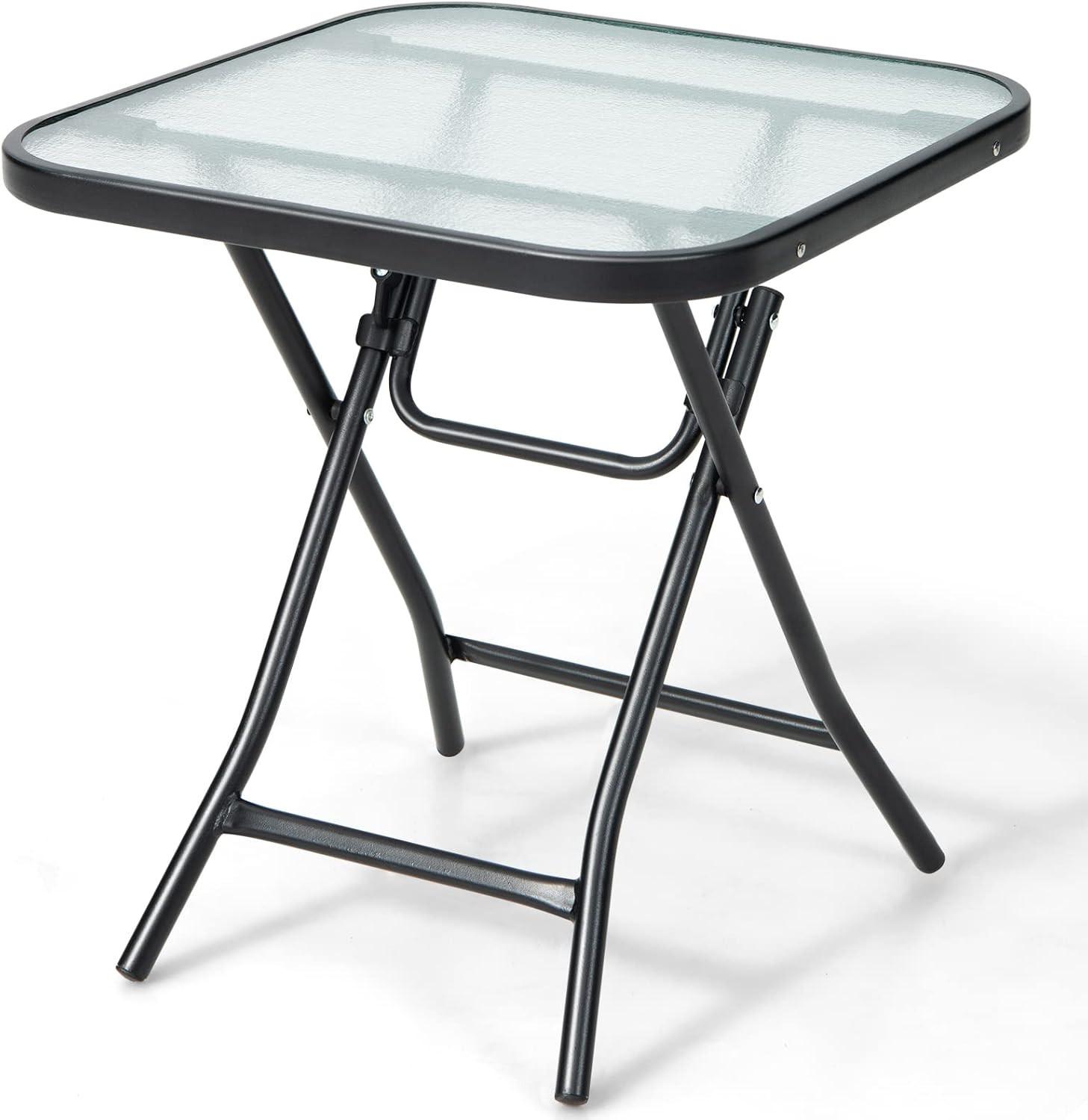 BISTROTISCH Kleiner Schwarz - Schwarz, Metall (47/47/48cm) - COSTWAY