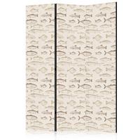 PARAVENT Beidseitig Bedruckter 3-tlg 135x172 cm Beige Fische Im Boho Stil - Beige, Holz/Textil (135/172/3cm) - Muralo