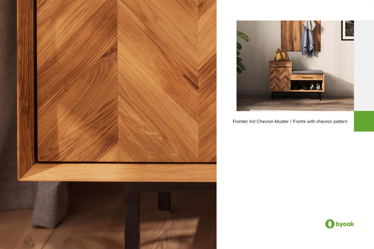 HALLENBANK LEON Wildeiche - Wildeiche, Holz (97/70/36cm) - byoak