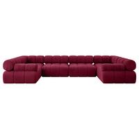 WOHNLANDSCHAFT modulares Sofa Birno-U2 - 380x190x70 cm Bordeauxrot Velours - Bordeaux, Holzwerkstoff/Textil (380/70/190cm) - ALTDECOR