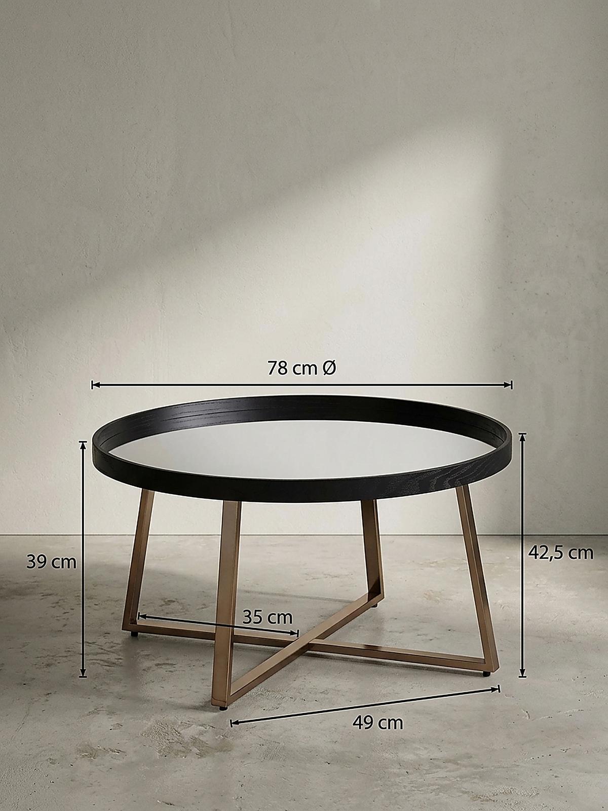 COUCHTISCH Rund in Gold, Material aus Metall und Glas, 78x42,5 cm - Goldfarben/Schwarz, Glas/Metall (78/78/42cm) - KADIMA DESIGN