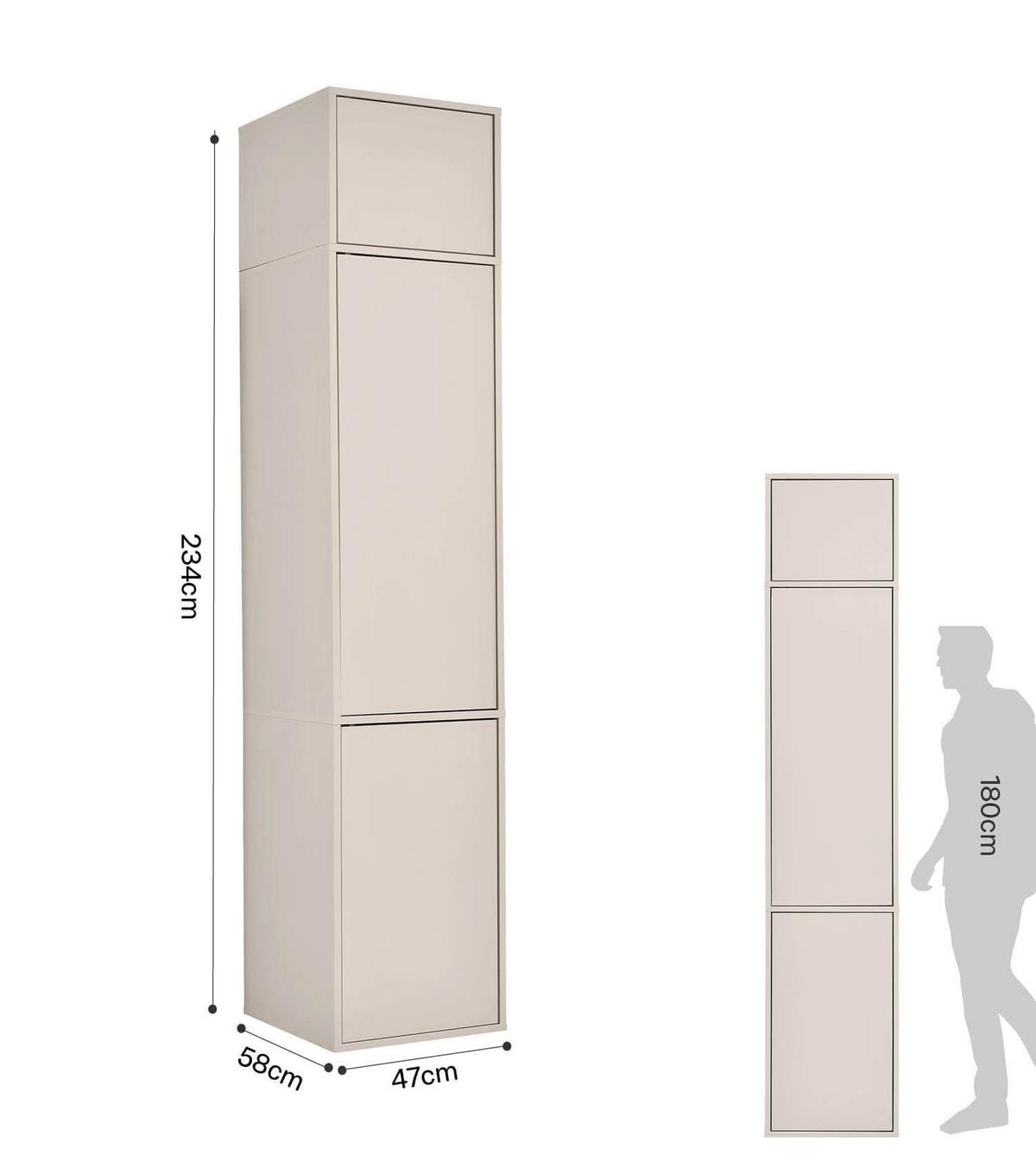 KLEIDERSCHRANK Robe - Beige, Holzwerkstoff (47/234/58cm) - Mokebo