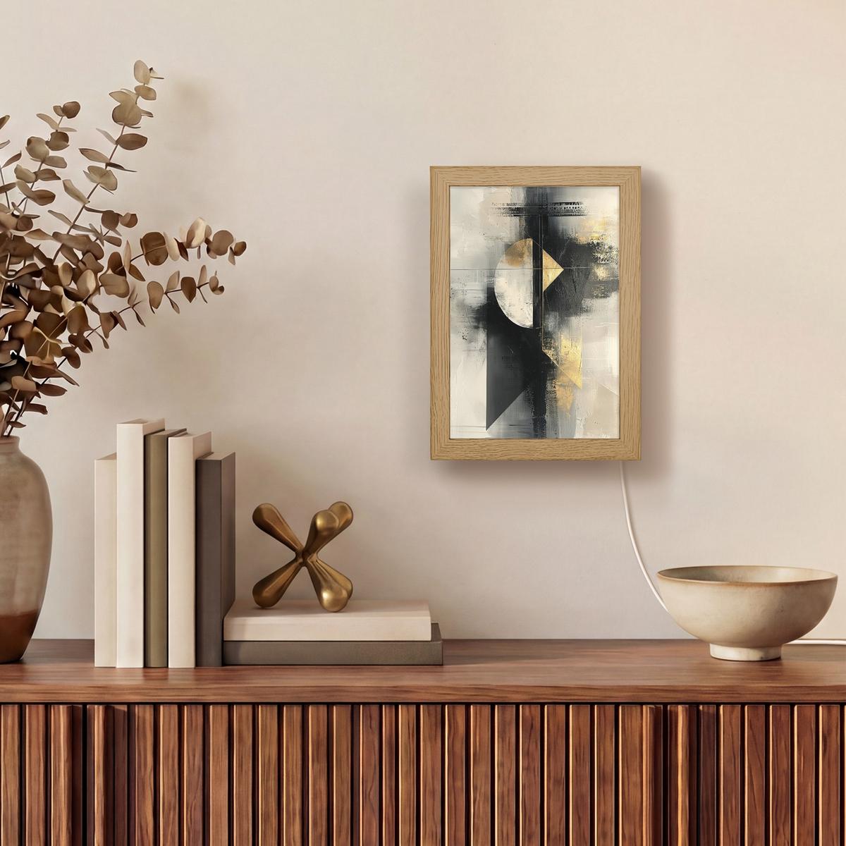 WANDLEUCHTE Abstrakt - Schwarz - Farbe - Modern 15x20 cm - Grau, Holzwerkstoff (15/20/8cm) - OnlyWow