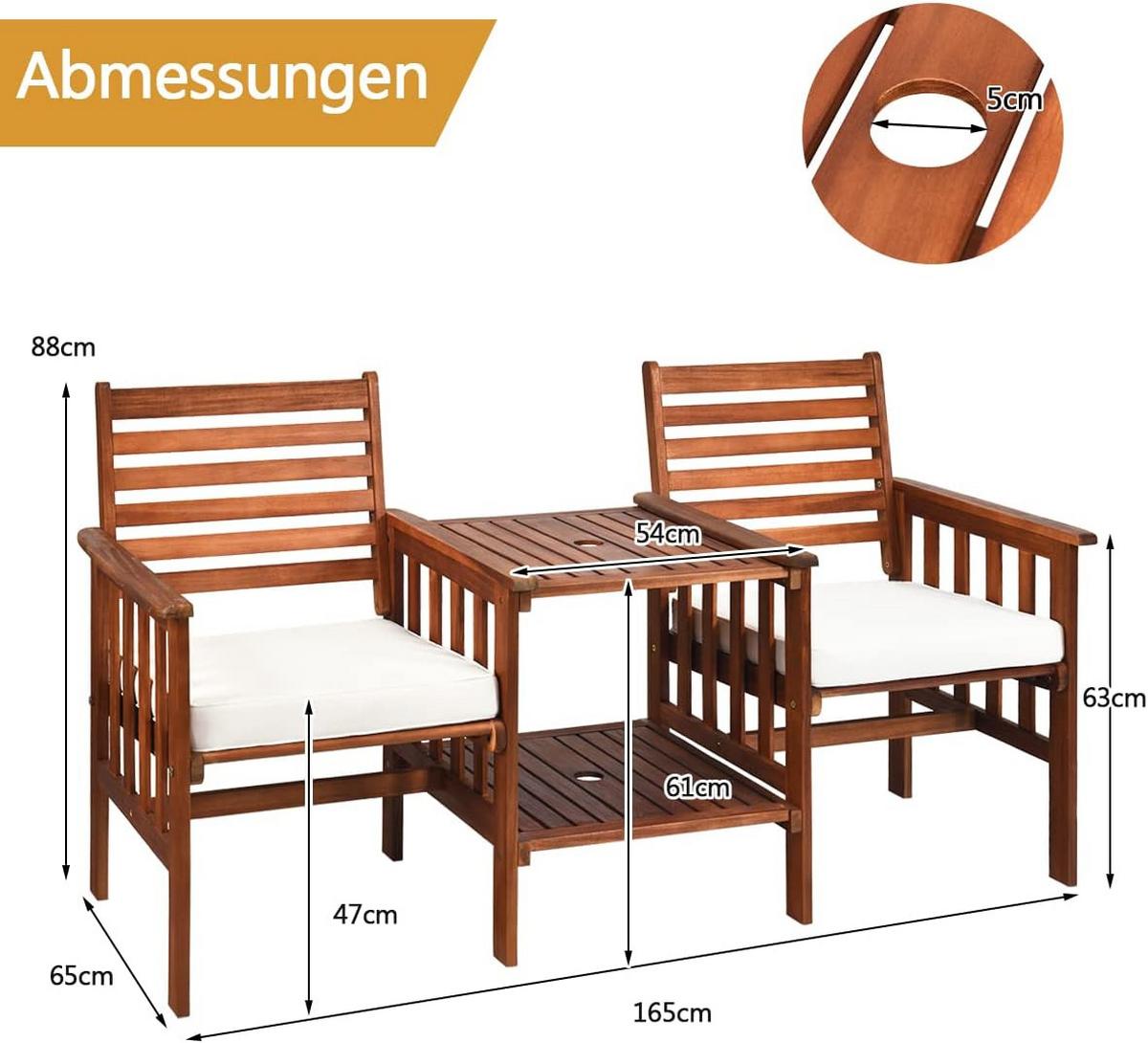 GARTENMÖBEL Set Braun - Braun, Holz - COSTWAY