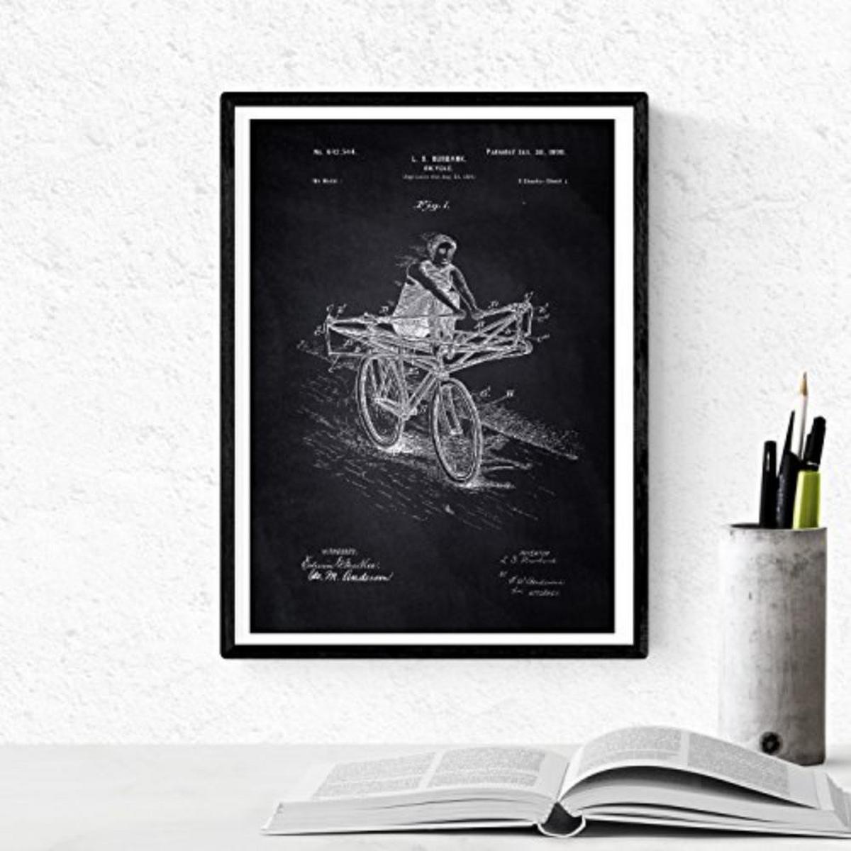 POSTER Set mit 4 Schwarz Fahrzeug PATENT A4 Schwarzer Rahmen - Schwarz, Papier (29.7/3cm) - Nacnic