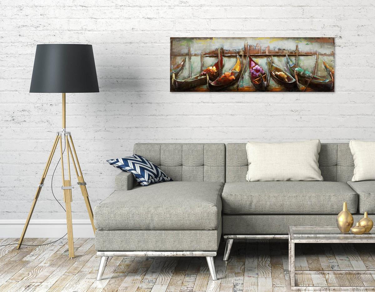 METALLBILD Blau 120/40 cm - Blau/Beige, Metall (5.6/40cm) - KUNSTLOFT