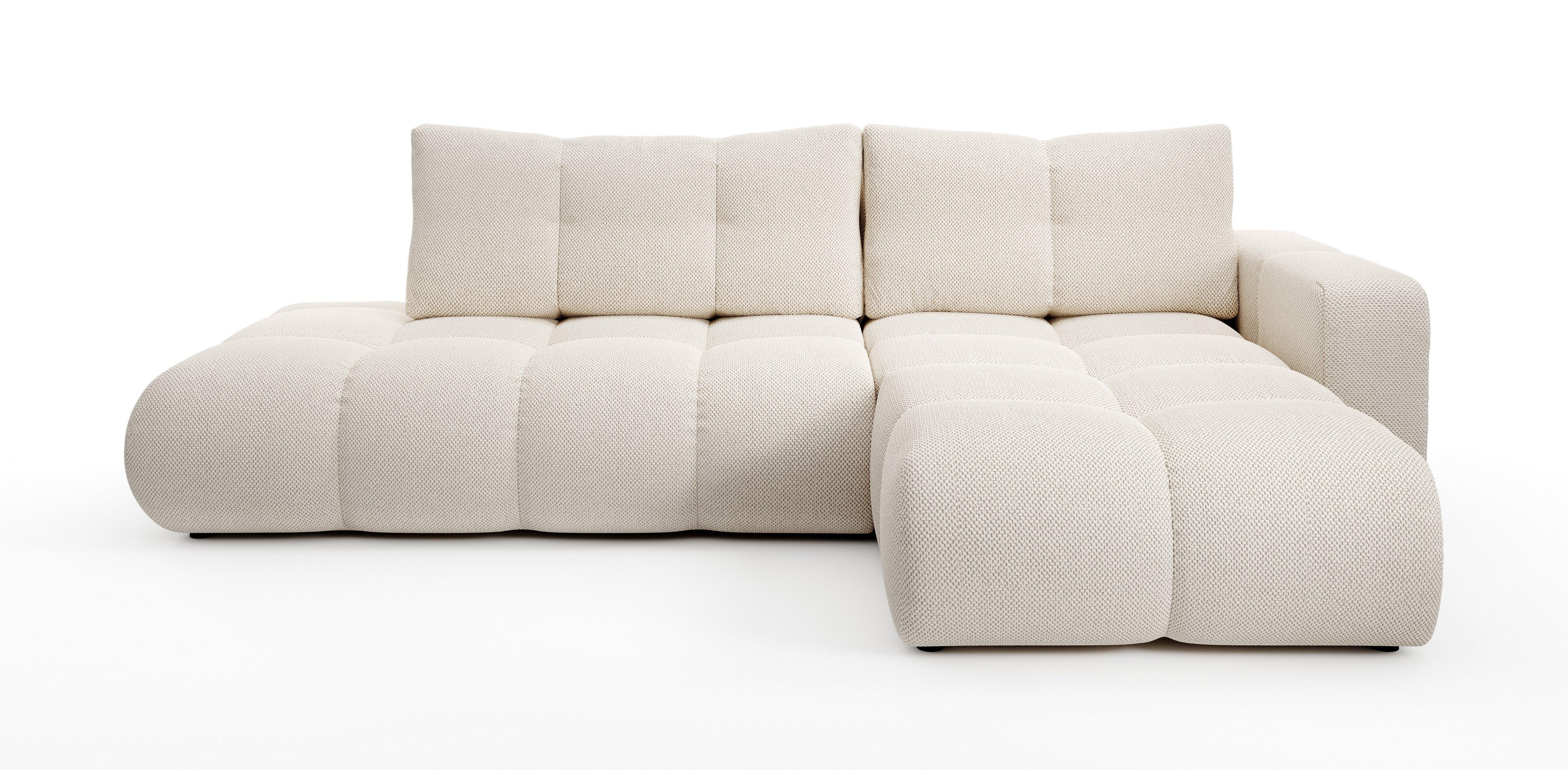 ECKSOFA DUCA R-S Beige Jersey mit Schlaffunktion - Creme, Holz (266.5/266.5cm) - MASSENO