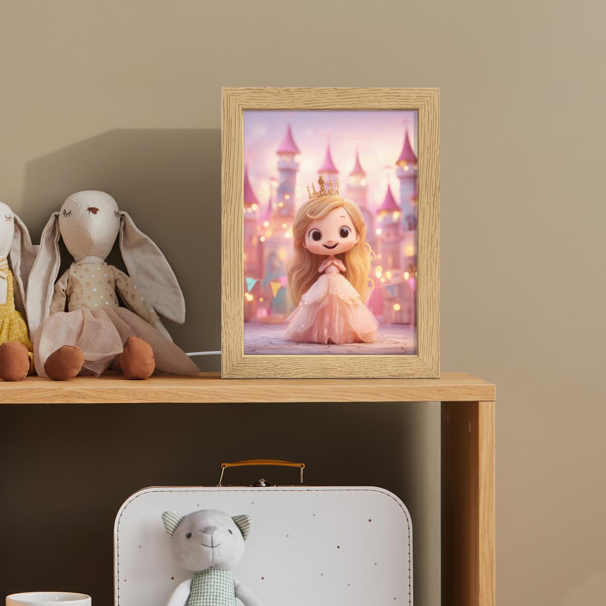 NACHTTISCHLAMPE Prinzessin - Rosa - Schloss 15x20 cm - Rosa, Holzwerkstoff (8/15/20cm) - OnlyWow