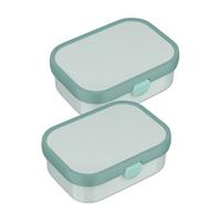 BROTDOSEN MIT EINSATZ & GABEL Campus Cool Mint 700 ml 2er Set - Mintgrün, Kunststoff (13.2/6.1/17.8cm) - Mepal