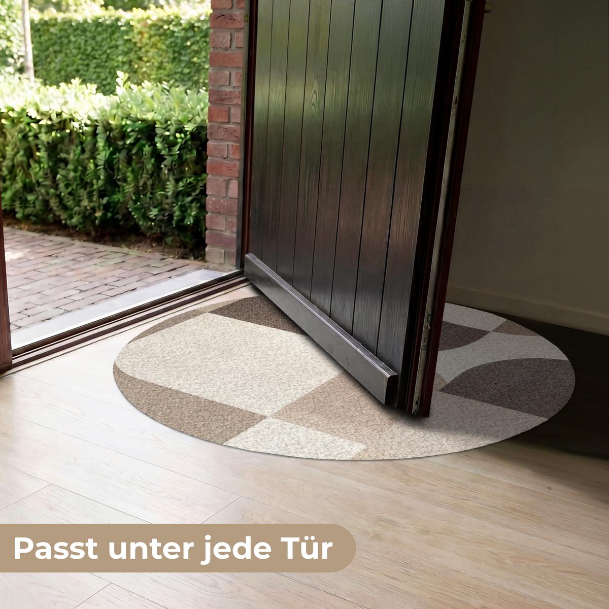 FUSSMATTE Geometrisch - Gewebte Struktur - Modern Fußabtreter 90x90 cm - Beige, Kunststoff (90/0.4cm) - MuchoWow