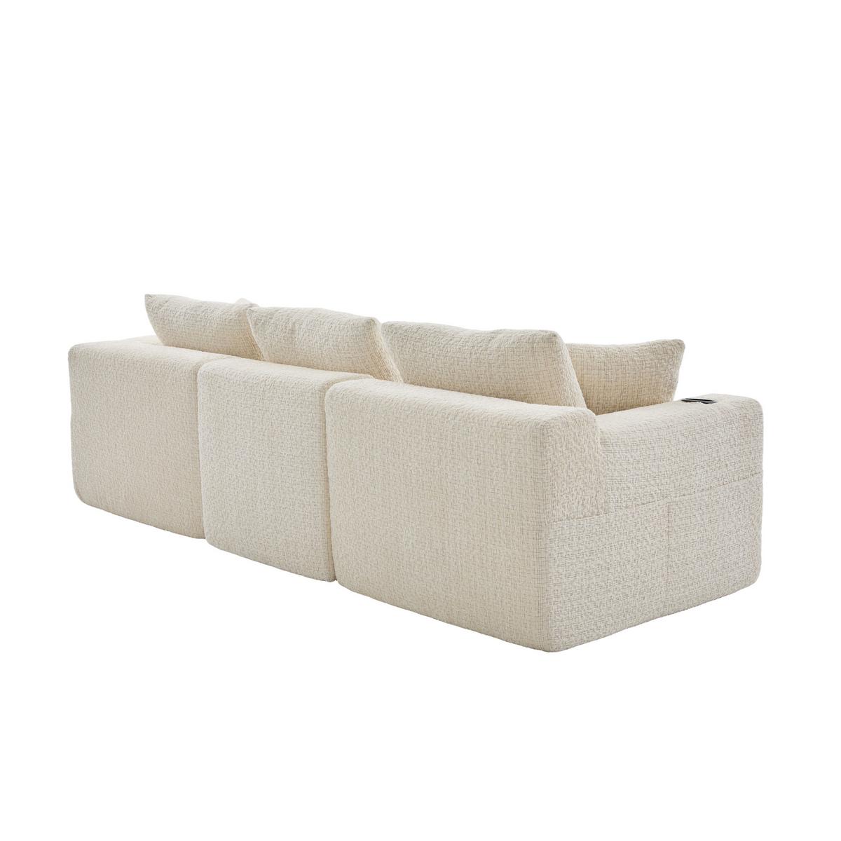 ECKSOFA Modulares L-Form Chenille mit Getränkehalter & Memory-Schaum 261cm - Beige, Textil (261/165cm) - Urban Meuble