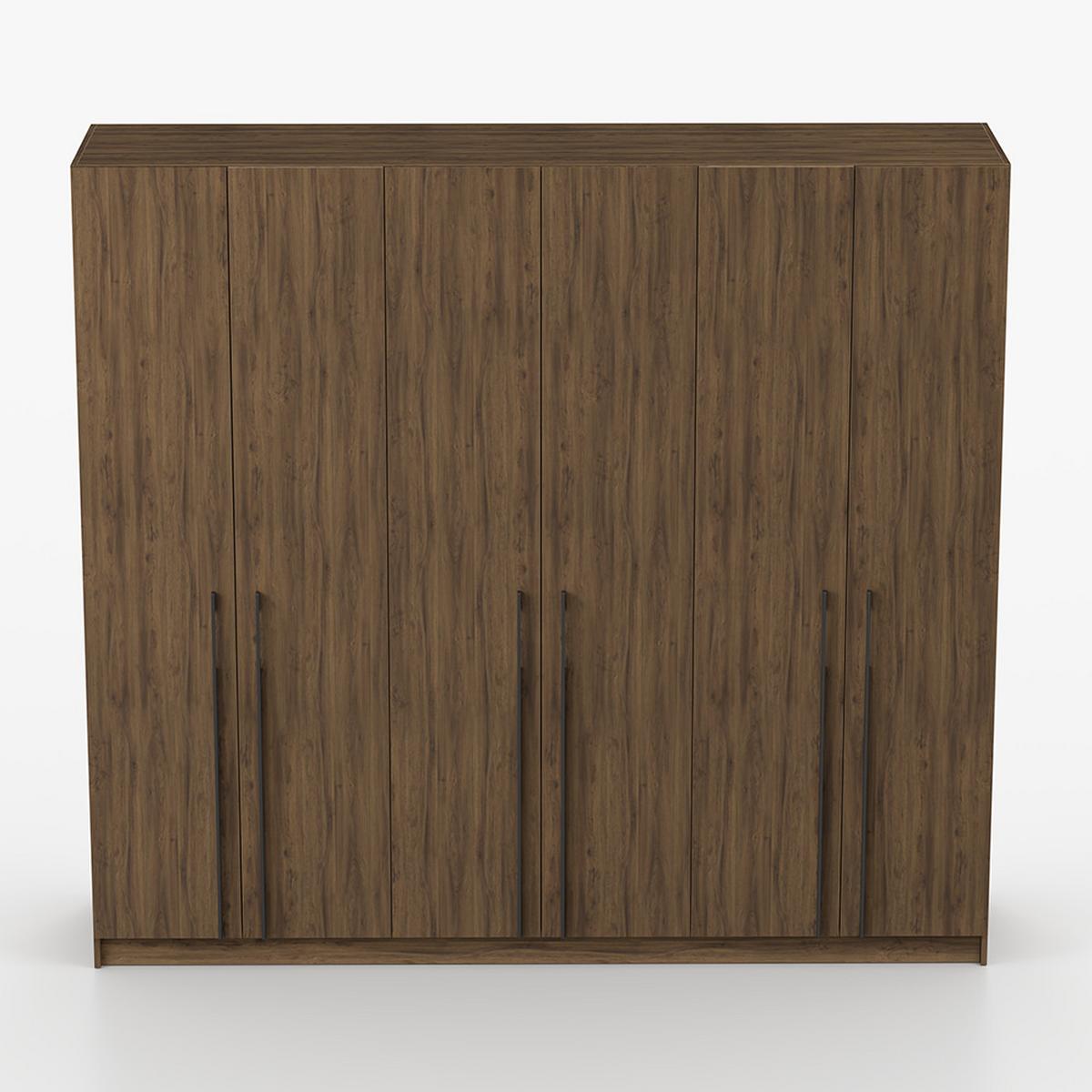 DREHTÜRENSCHRANK ROSA II 6D 230/210/55 cm 6-türig Nussbaum - Nussbaumfarben/Schwarz, Holz/Holzwerkstoff (230/210/55cm) - imoebel24