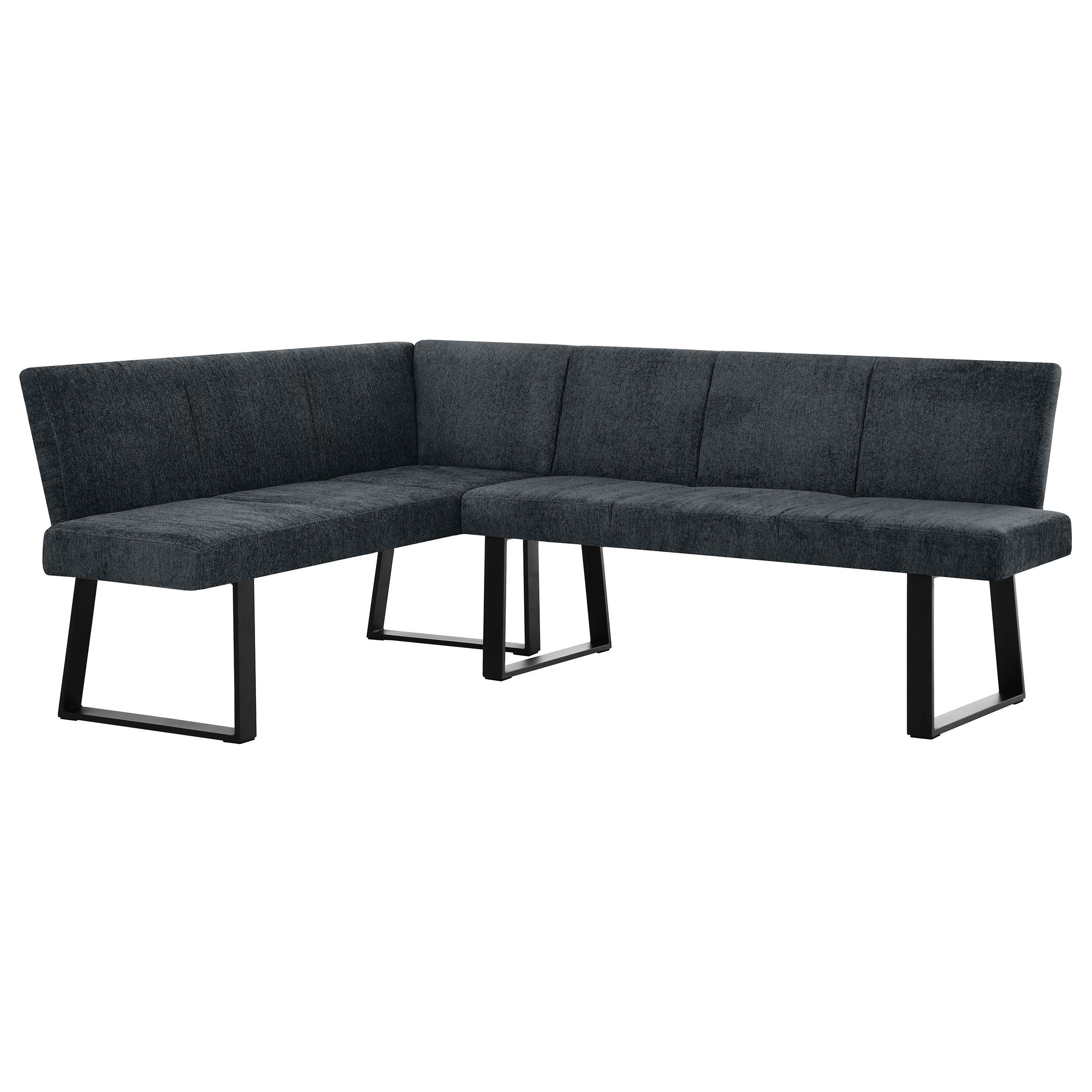 ECKBANK Velto 203x162 cm, mit Metallbeinen, Raven-Stoff, Anthrazit - Anthrazit/Schwarz, Metall (203/162cm) - Beautysofa