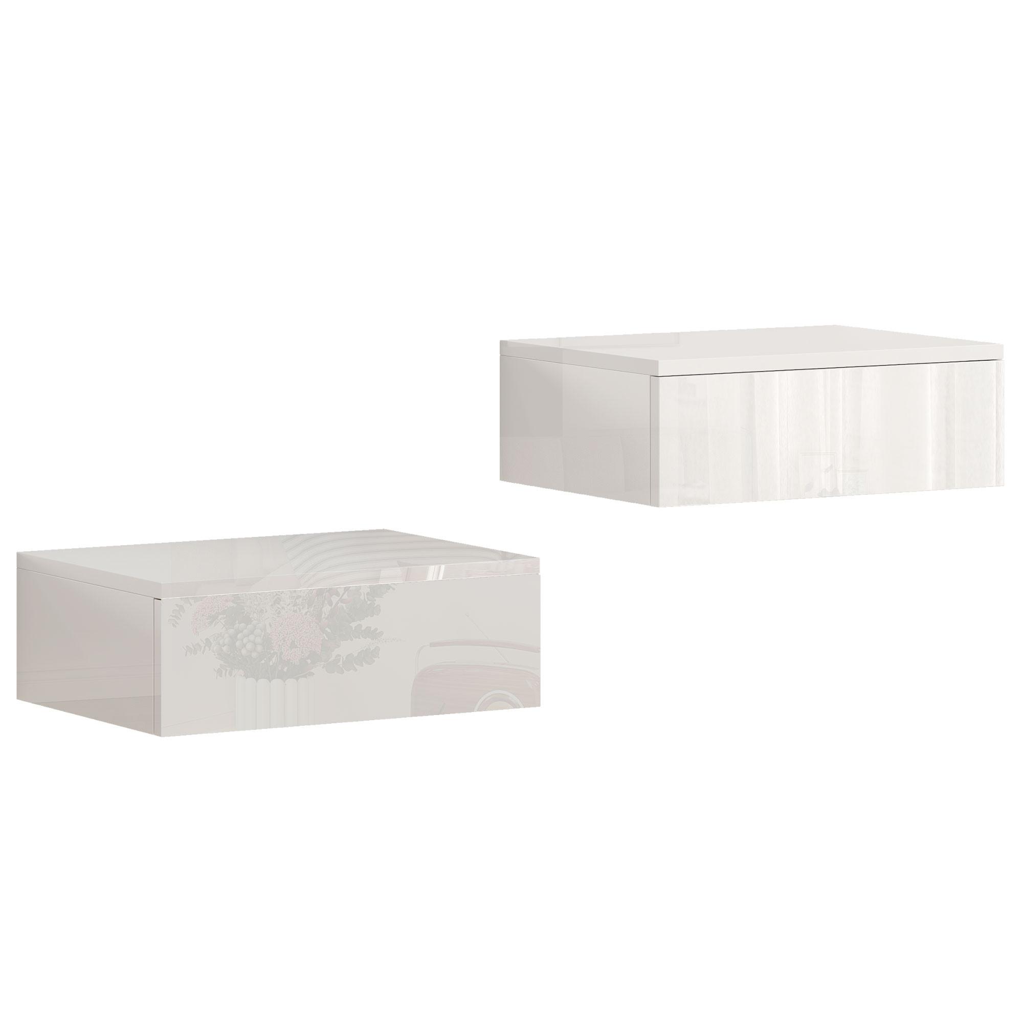 NACHTTISCH 2er Set Spanplatte Weiß - Weiß, Holzwerkstoff (30/14/40cm) - HOMCOM