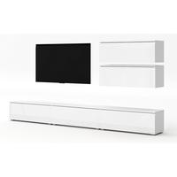 WOHNWAND Loriano V Weiß Matt Hochglanz 300/104,5/32 cm – Hängend und Stehend - Weiß, Holzwerkstoff/Kunststoff (300/104.5/32cm) - AX Living
