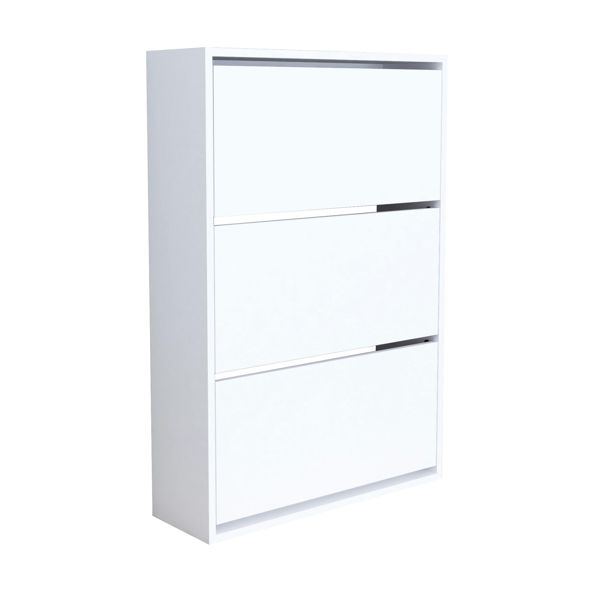SCHUHKIPPER Aurskog - Weiß, Holzwerkstoff (73.5/110/24cm) - [en.casa]