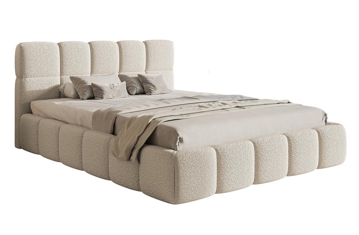POLSTERBETT Cloudy Hellbeige Boucle 140 cm - Beige/Schwarz, Textil (140/200cm) - Selsey
