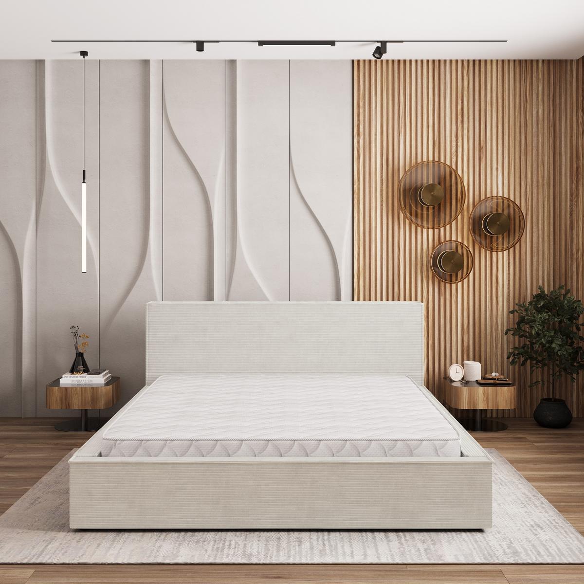 POLSTERBETT CELORA P 200x200 cm mit Bettkästen - Creme - Creme, Holz/Textil - MASSENO