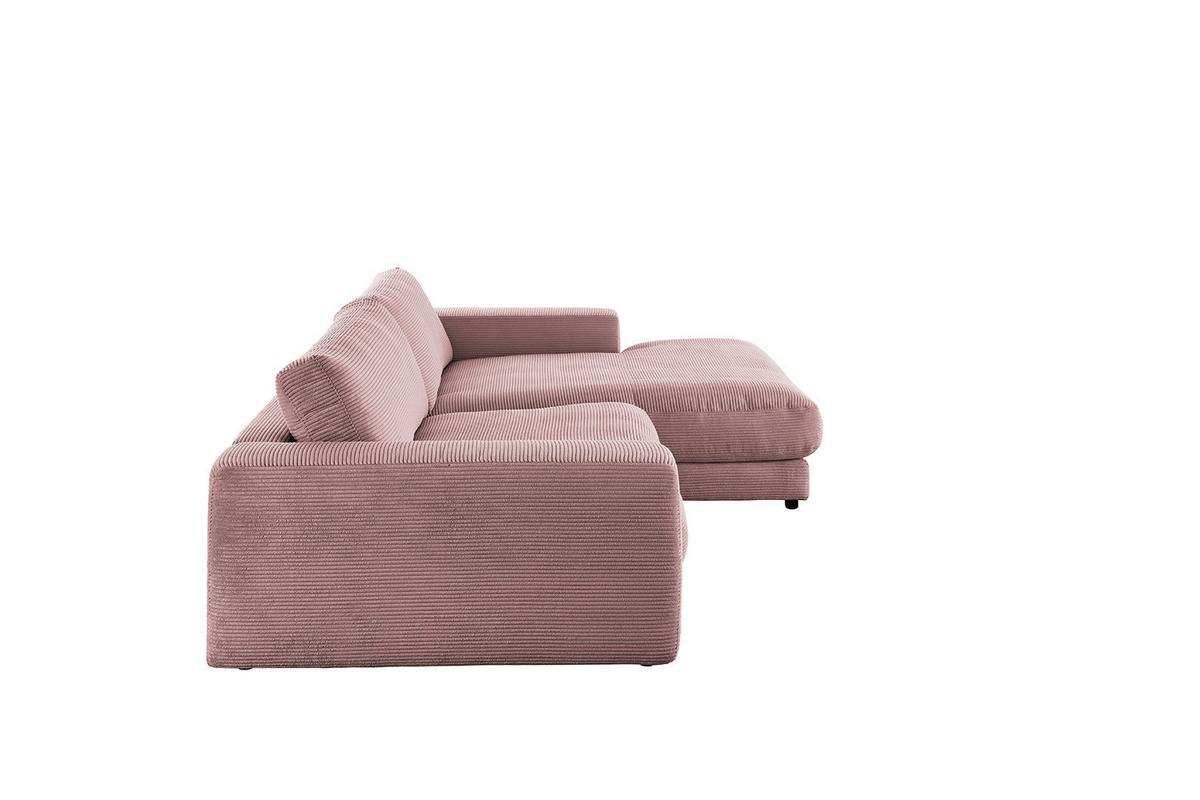 ECKSOFA MADELINE Pink Cord - Schwarz/Rosa, Kunststoff/Textil (270/190cm) - KAWOLA