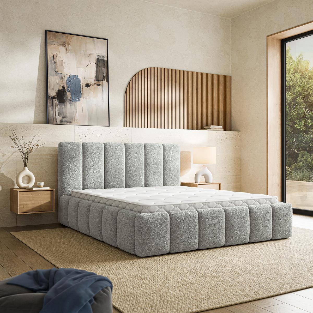 POLSTERBETT RANIS 140x200 cm mit Bettkästen - Hellgrau - Hellgrau, Holz/Textil (140/200cm) - MASSENO