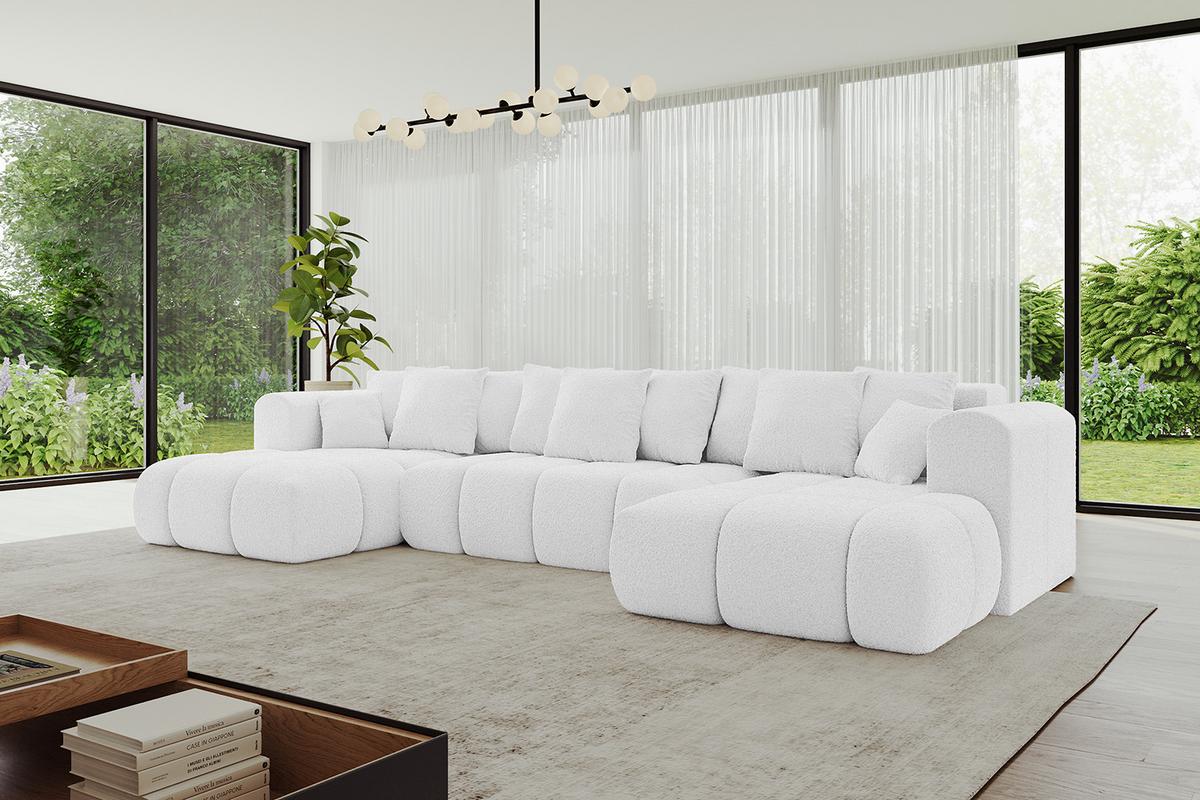 WOHNLANDSCHAFT CLOUD-U-v1 405x185x90 Weiß Bouclé - Weiß, Holzwerkstoff/Kunststoff (405/90/185cm) - ALTDECOR